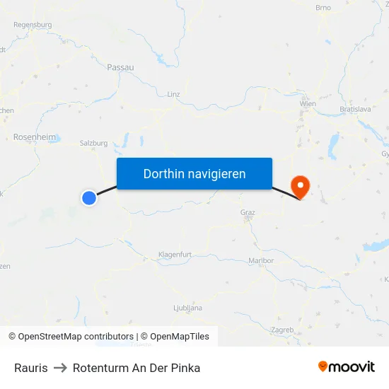 Rauris to Rotenturm An Der Pinka map