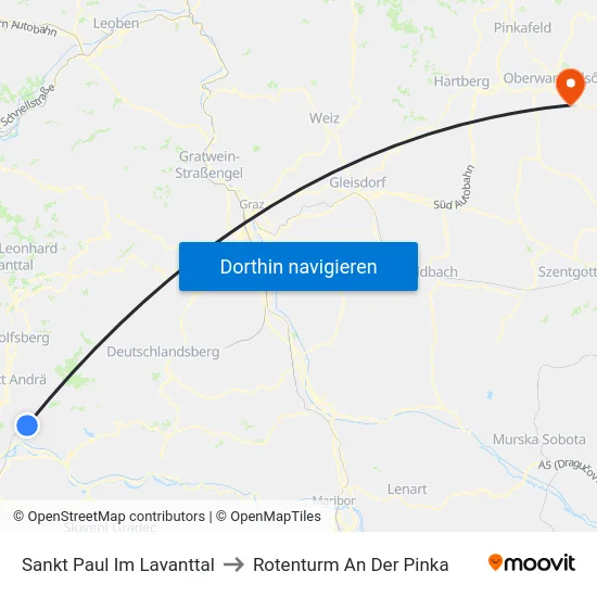 Sankt Paul Im Lavanttal to Rotenturm An Der Pinka map