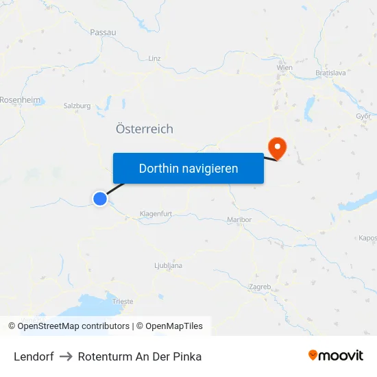 Lendorf to Rotenturm An Der Pinka map