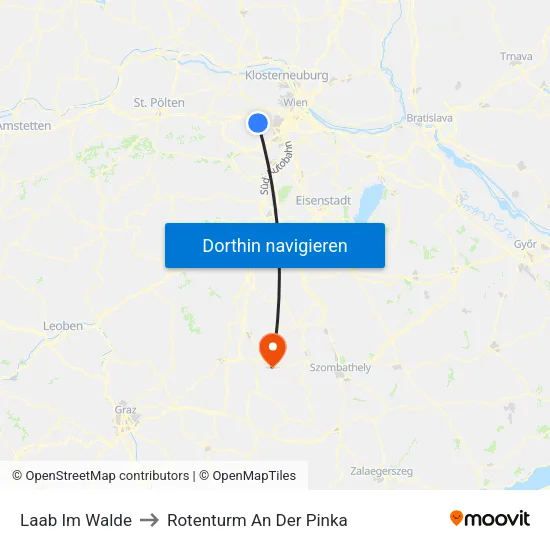 Laab Im Walde to Rotenturm An Der Pinka map