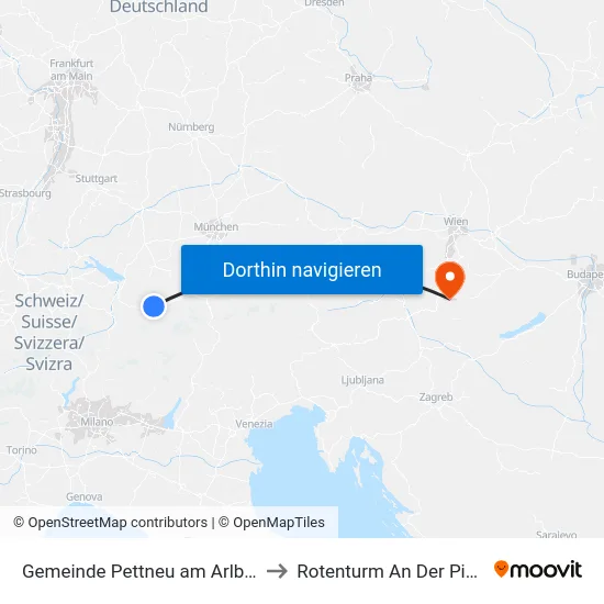 Gemeinde Pettneu am Arlberg to Rotenturm An Der Pinka map