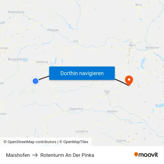 Maishofen to Rotenturm An Der Pinka map