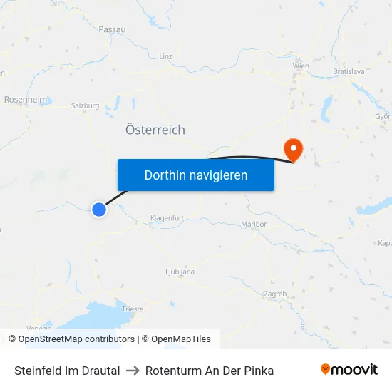 Steinfeld Im Drautal to Rotenturm An Der Pinka map