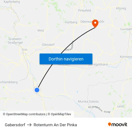 Gabersdorf to Rotenturm An Der Pinka map