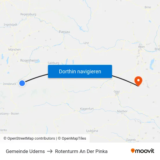 Gemeinde Uderns to Rotenturm An Der Pinka map