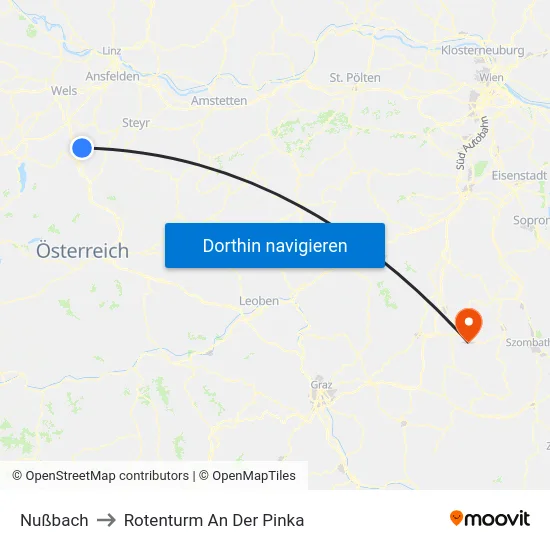 Nußbach to Rotenturm An Der Pinka map