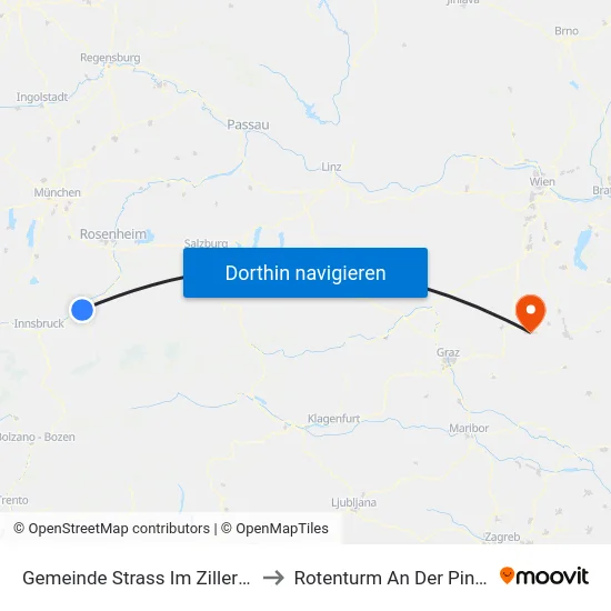 Gemeinde Strass Im Zillertal to Rotenturm An Der Pinka map