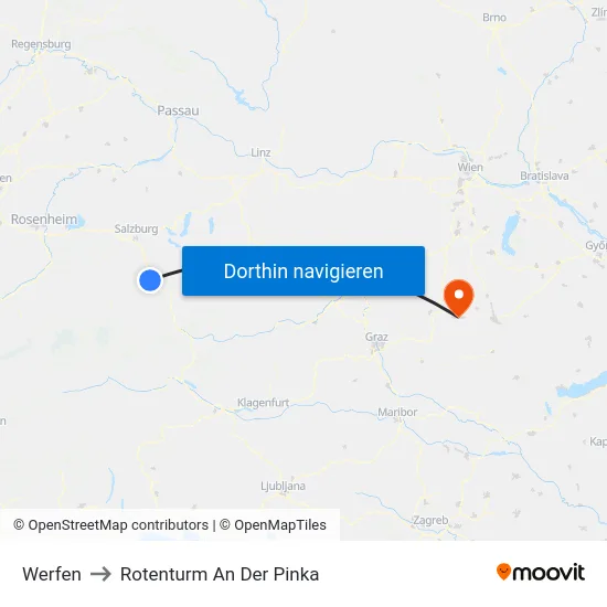 Werfen to Rotenturm An Der Pinka map
