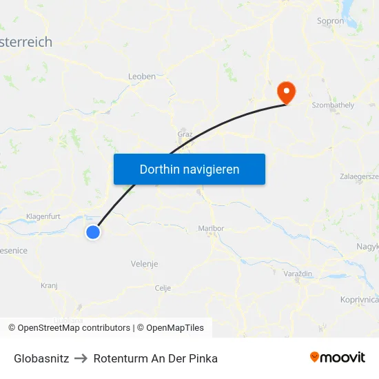 Globasnitz to Rotenturm An Der Pinka map