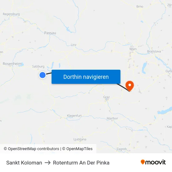 Sankt Koloman to Rotenturm An Der Pinka map