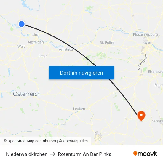 Niederwaldkirchen to Rotenturm An Der Pinka map