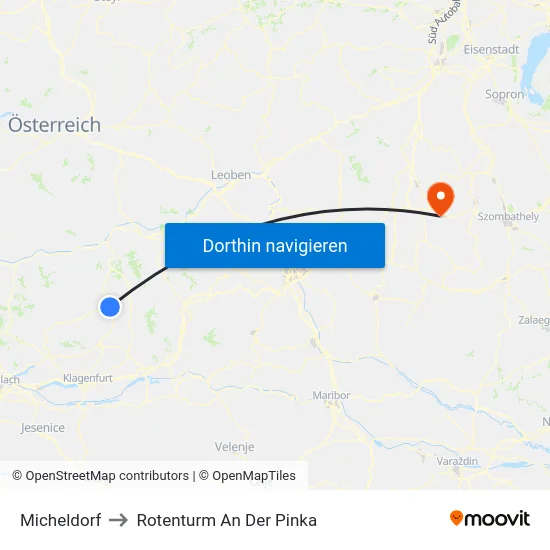 Micheldorf to Rotenturm An Der Pinka map