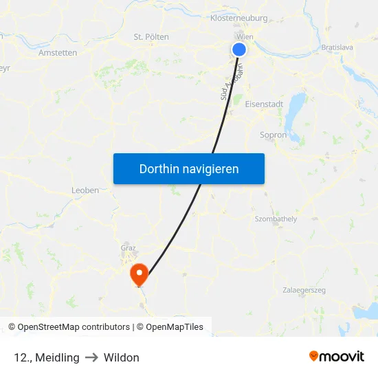 12., Meidling to Wildon map