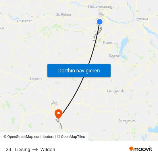 23., Liesing to Wildon map
