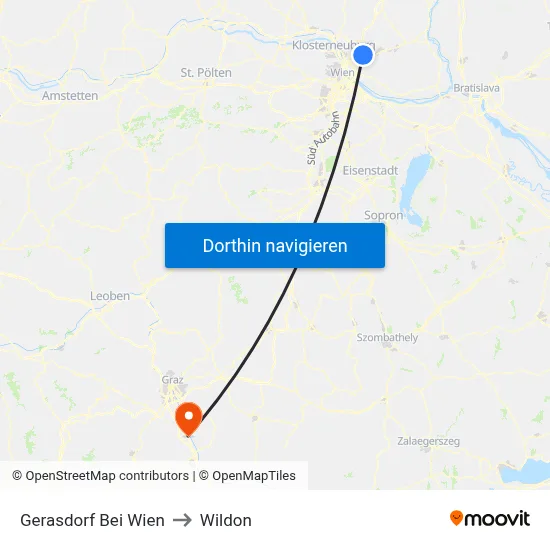 Gerasdorf Bei Wien to Wildon map