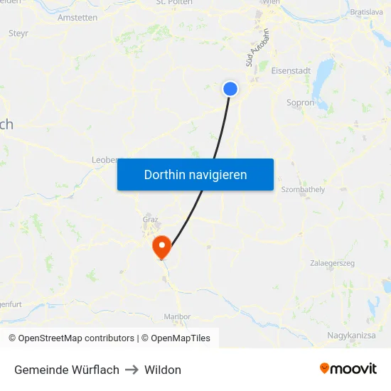 Gemeinde Würflach to Wildon map