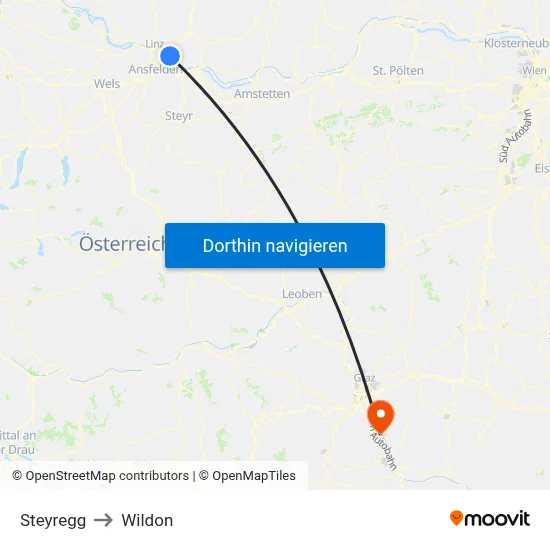 Steyregg to Wildon map
