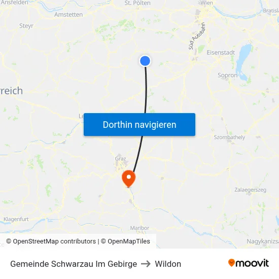 Gemeinde Schwarzau Im Gebirge to Wildon map