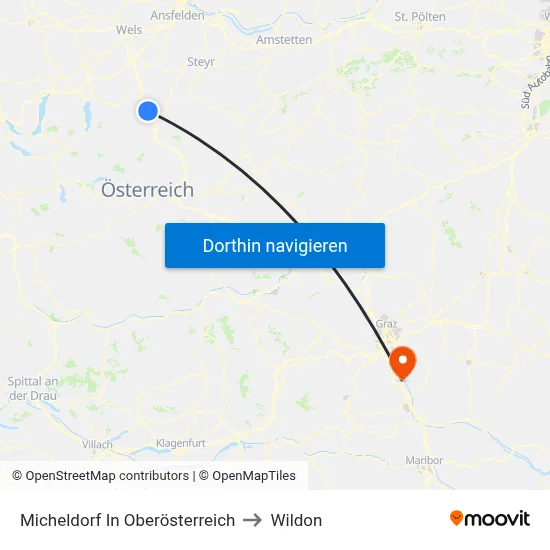 Micheldorf In Oberösterreich to Wildon map