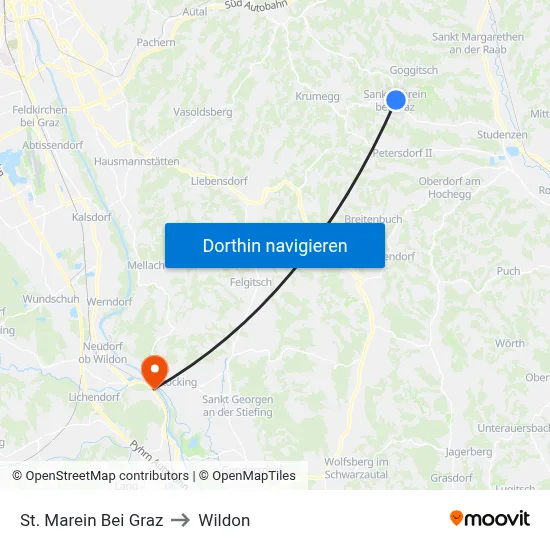 St. Marein Bei Graz to Wildon map