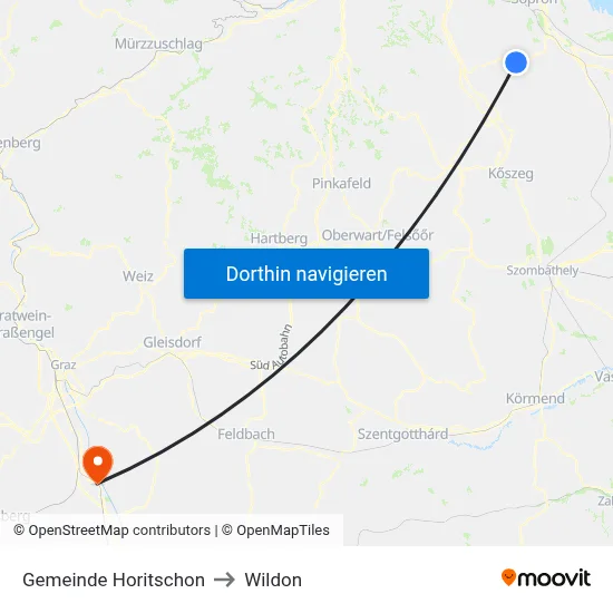 Gemeinde Horitschon to Wildon map