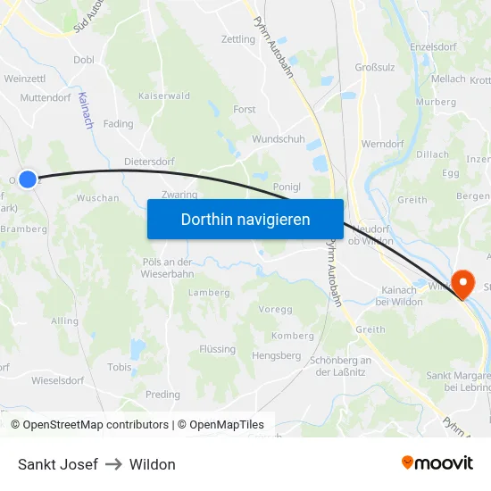Sankt Josef to Wildon map