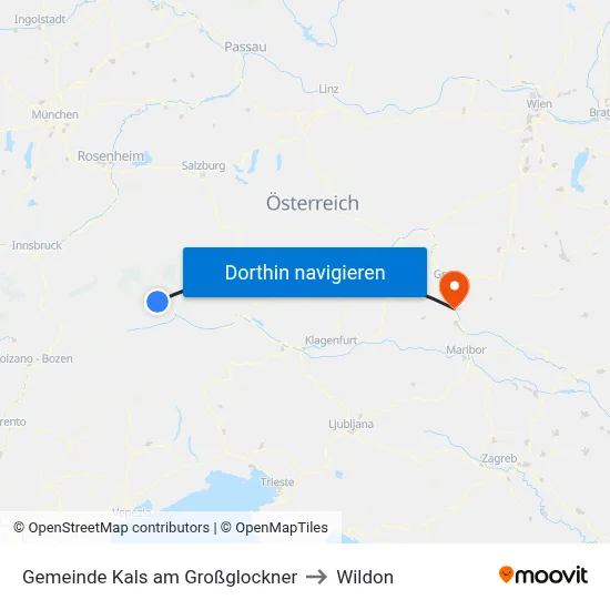 Gemeinde Kals am Großglockner to Wildon map