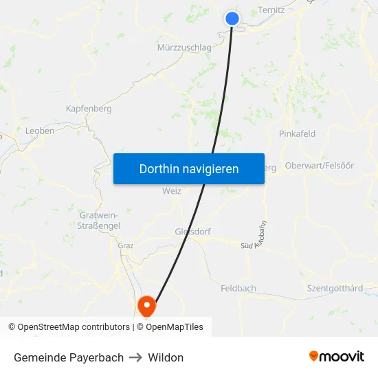 Gemeinde Payerbach to Wildon map