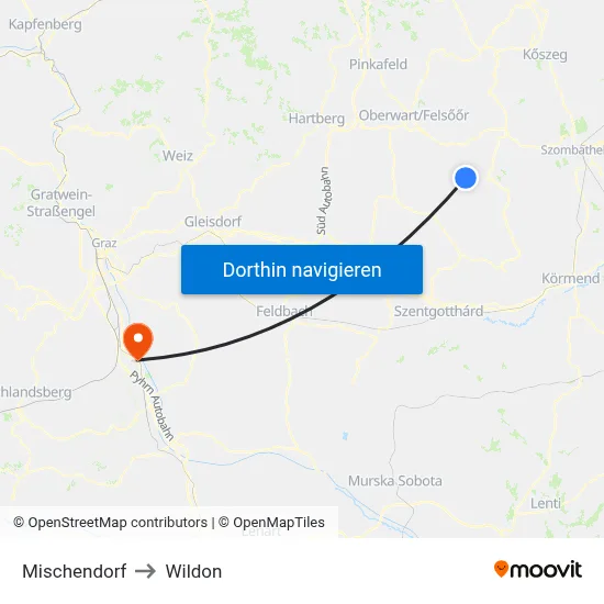 Mischendorf to Wildon map