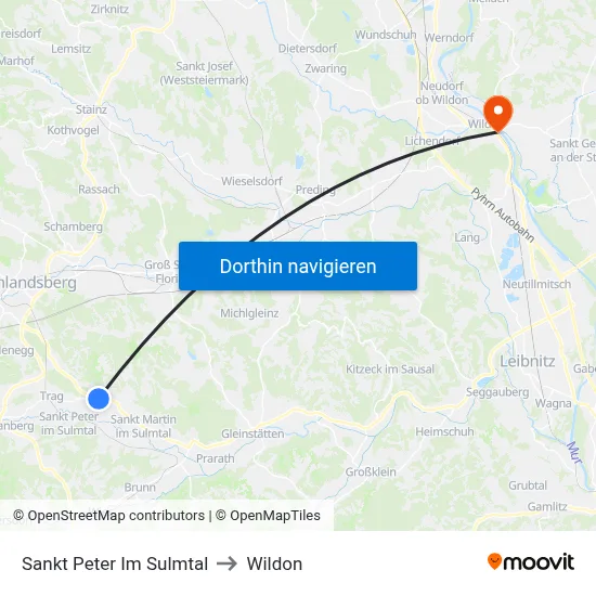 Sankt Peter Im Sulmtal to Wildon map