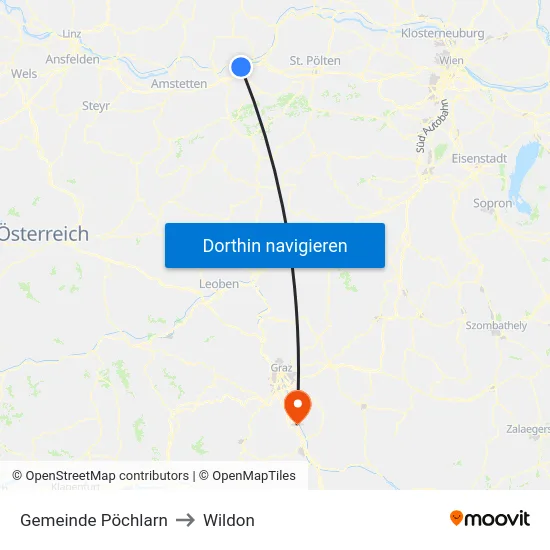 Gemeinde Pöchlarn to Wildon map