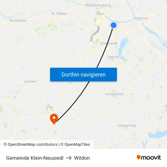 Gemeinde Klein-Neusiedl to Wildon map