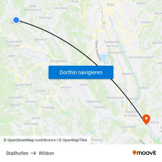 Stallhofen to Wildon map