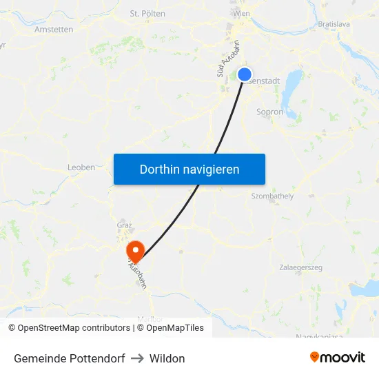 Gemeinde Pottendorf to Wildon map