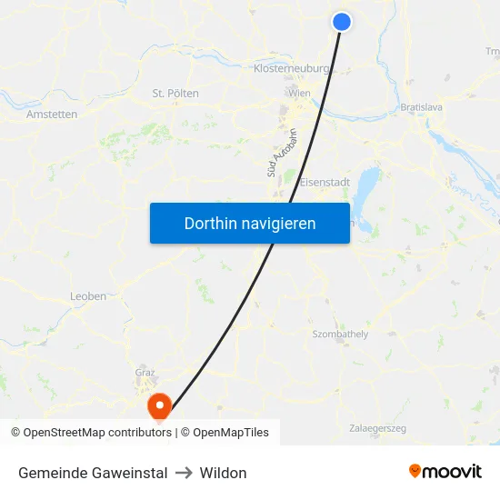 Gemeinde Gaweinstal to Wildon map