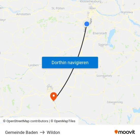 Gemeinde Baden to Wildon map