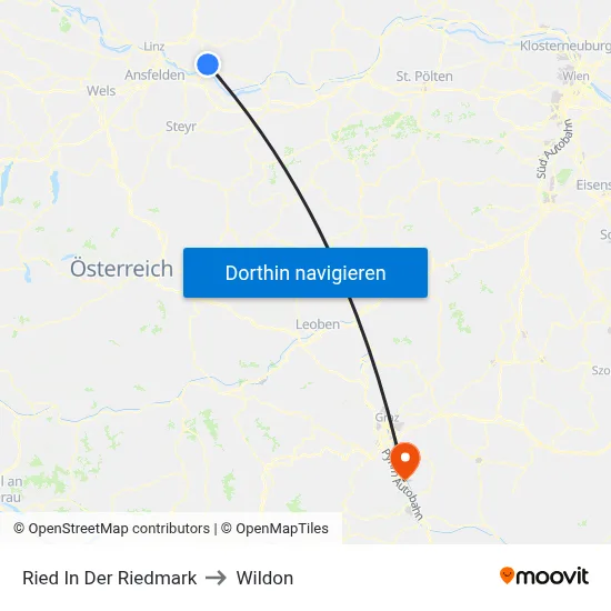Ried In Der Riedmark to Wildon map
