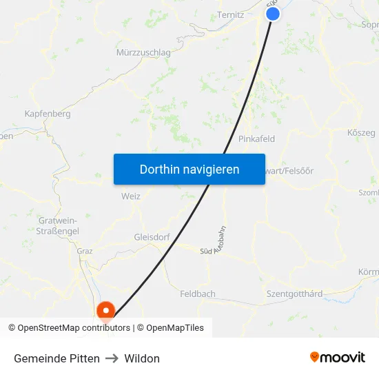 Gemeinde Pitten to Wildon map