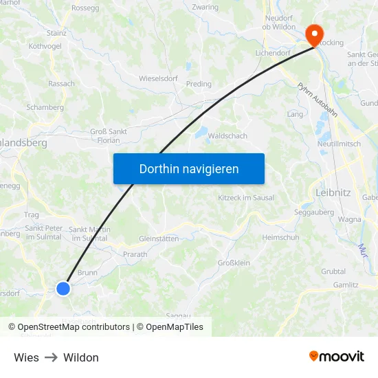 Wies to Wildon map