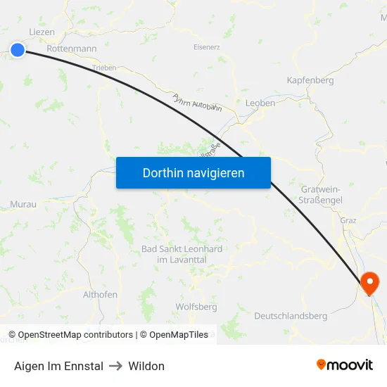 Aigen Im Ennstal to Wildon map