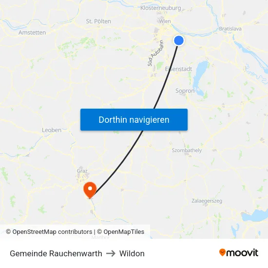 Gemeinde Rauchenwarth to Wildon map