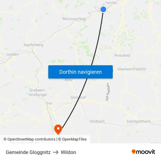 Gemeinde Gloggnitz to Wildon map