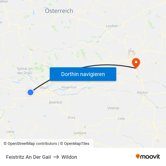 Feistritz An Der Gail to Wildon map