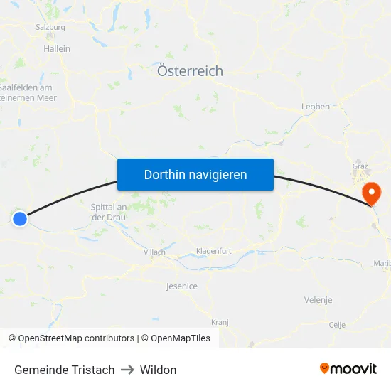 Gemeinde Tristach to Wildon map