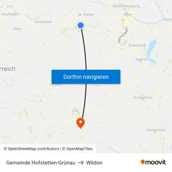 Gemeinde Hofstetten-Grünau to Wildon map