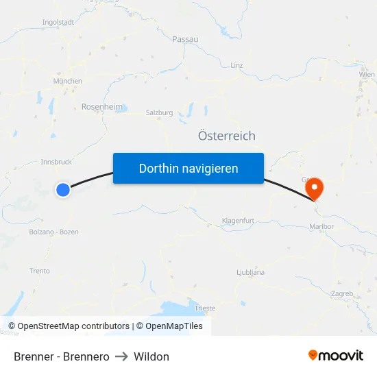 Brenner - Brennero to Wildon map