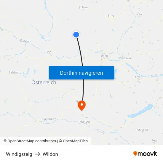 Windigsteig to Wildon map