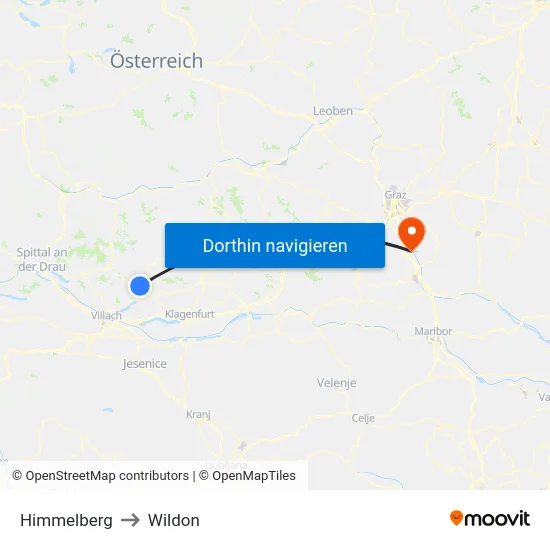 Himmelberg to Wildon map