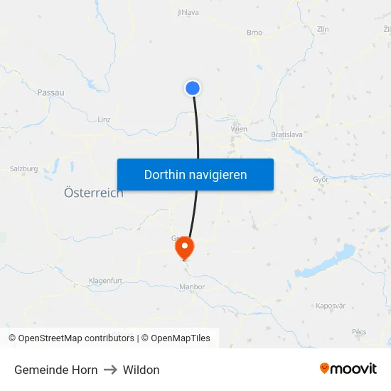 Gemeinde Horn to Wildon map