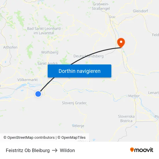 Feistritz Ob Bleiburg to Wildon map